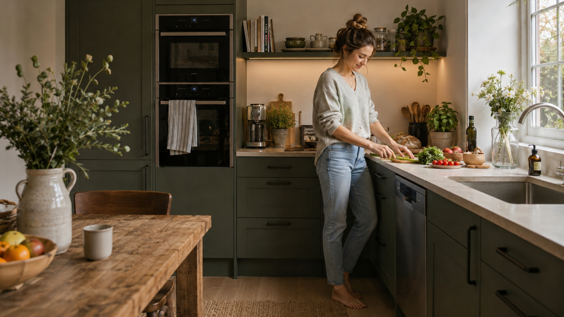 A Girl Working in kitchen 