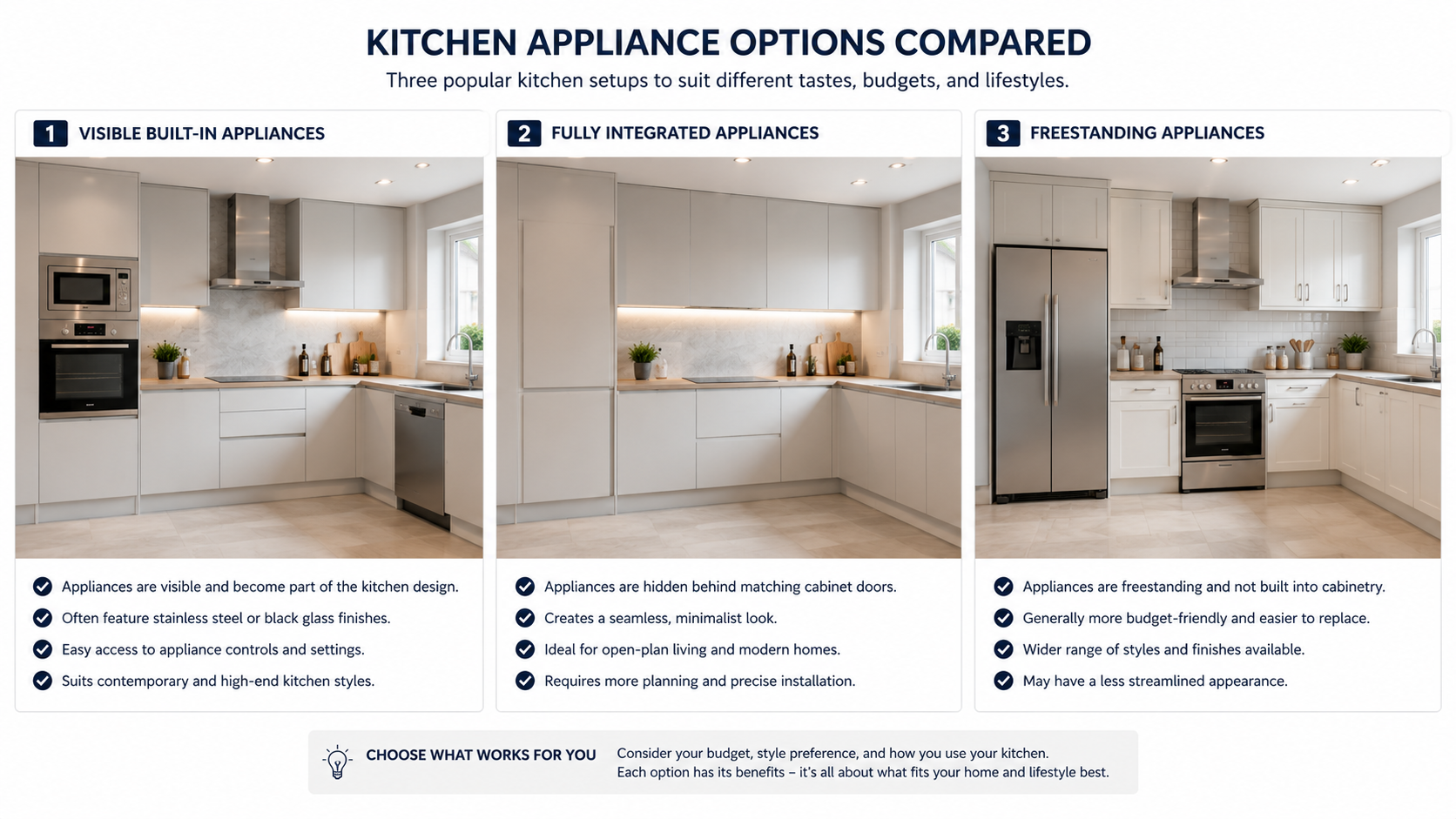 Built-in vs Integrated vs Freestanding