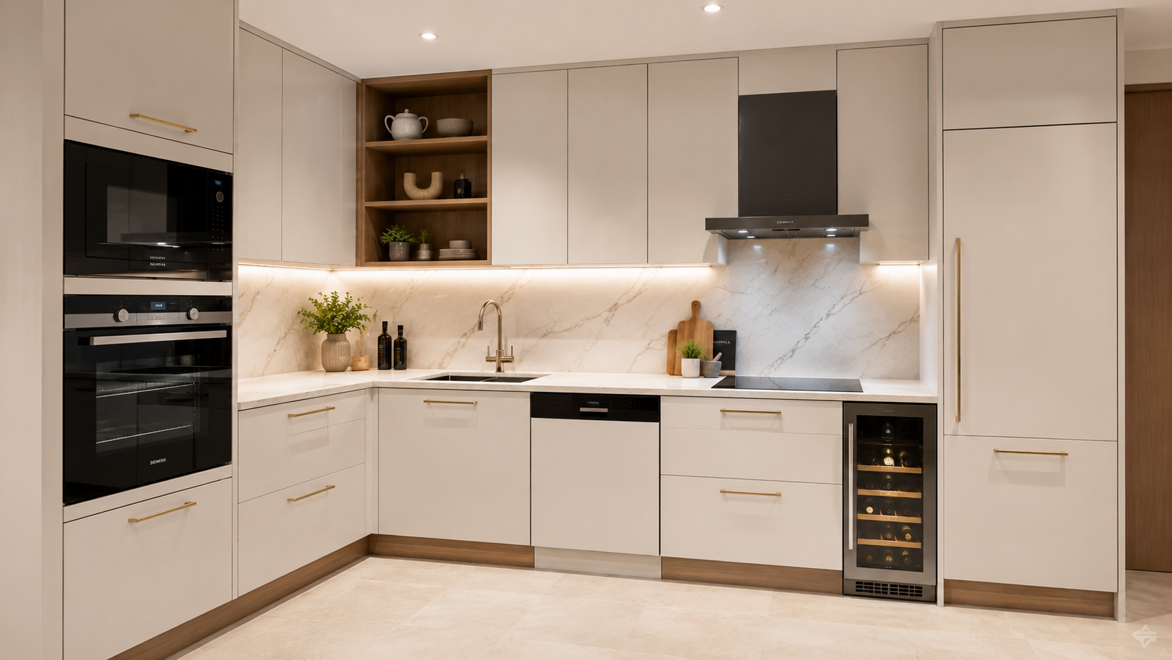 Elegant modern kitchen with seamless cabinetry